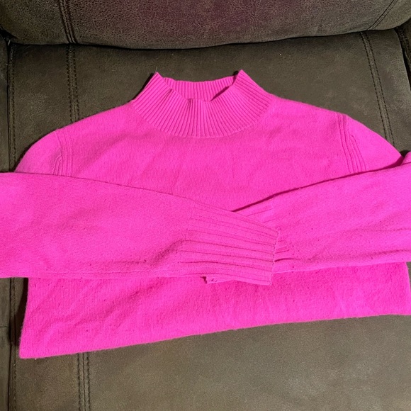 J. Crew hot pink cashmere mockneck sweater - Picture 2 of 3